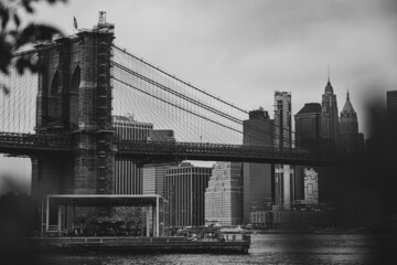 Brooklyn bridge view black and white USA New York