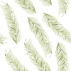 Palm leaf tropical watercolor seamless pattern. Template for decorating designs and illustrations.	
