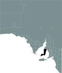 Black flat blank highlighted location map of the YORKE PENINSULA COUNCIL AREA inside gray administrative map of areas of the Australian state of South Australia