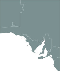 Gray flat blank vector administrative map of regions of the Australian state of SOUTH AUSTRALIAA with white border lines of its regions
