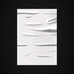 Paper wet effect, white glued paper or foil poster