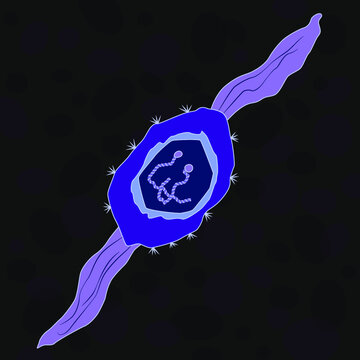 Ligamenvirales virus on dark background, vector illustration