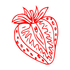 Garden strawberry. doodle fruit or strawberries. Isolated on white background. Fresh strawberry Sweet fruit. Whole strawberry.