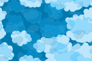 seamless pattern, painted sky in the clouds, blue background