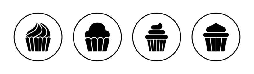 Cup cake icons set. Cup cake sign and symbol