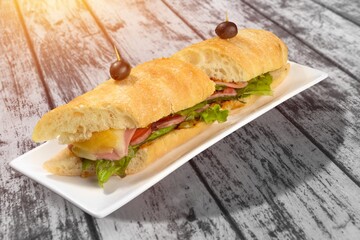 Classic sandwich bread ,wood table