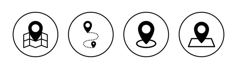 Maps and pin icons set. location sign and symbol. geo locate, pointer icon.