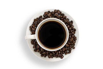close cup of coffee white background