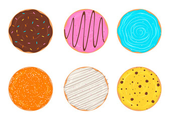 Colorful flat donuts.