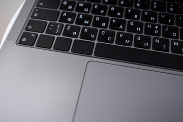 Stylish laptop for work, technology, macro photography