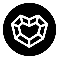 Heartshape Diamond Flat Icon Isolated On White Background