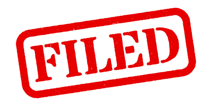 ‘Filed’ Red Rubber Stamp