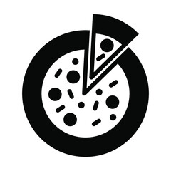 Modern pizza icon. Vector illustration isolated on white background. EPS 10