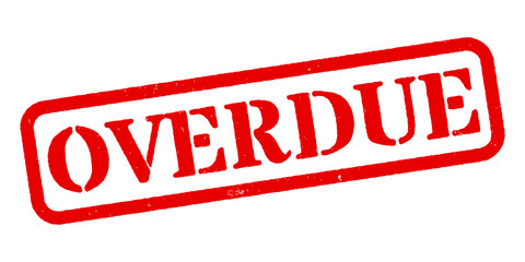 ‘Overdue’ Red Rubber Stamp
