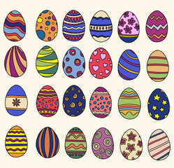 Easter egg doodle freehand drawing collection.