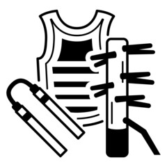 Nunchaku and Body Guard Concept, martial arts weapons Vector Icon Design, Sporting equipment Symbol, Physical Fitness and Wellness Sign, Leisure Activity stock illustration