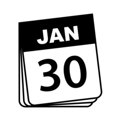 January 30. Calendar Icon. Vector Illustration.