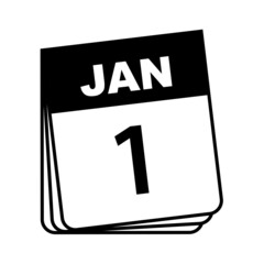 January 1. Calendar Icon. Vector Illustration.