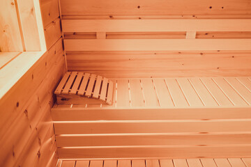 Sauna. Wooden modern sauna interior.