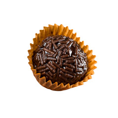 Vegan Brazilian Sweet called Brigadeiro. Chocolate balls. Isolated on white background.