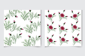 Seamless watercolor floral pattern - green leaves and branches on white background, perfect for wrappers, wallpapers, editable vector illustration, textile, fabric, texture, and other printing.