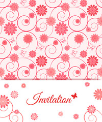 Floral card design for greeting card, invitation, menu, cover...  Swirl background - seamless pattern