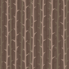 Thorny forest. Thickets of prickly branches, branches with thorns.