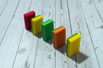 Multi-colored foam sponges for washing dishes