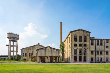 The old paper mill used to produce paper and banknotes during World War II, transformed into a new public attraction in Kanchanaburi, Thailand. (Cultural Economics with Tourism). Historical buildings.