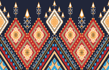 Geometric ethnic oriental pattern traditional design for background, batik, carpet, clothing, fabric, wallpaper, wrapping. Vector Illustration.