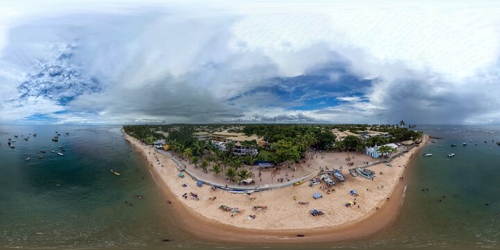 Imagem Panorâmica de 360 graus da Praia do forte, município de Camaçari, Bahia, Brasil