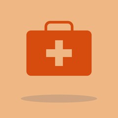 First aid kit box vector icon illustration sign