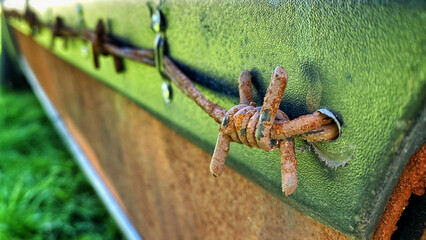 Fototapeta premium Rat Road Details - barbed wire trim on a rat rod car