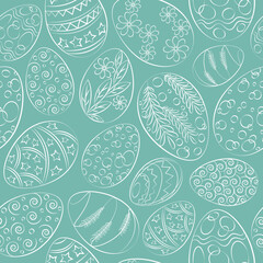 Fototapeta premium Endless Easter background. Painted eggs