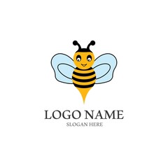 Bee logo vector icon illustration