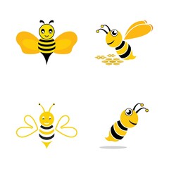 Bee logo vector icon illustration
