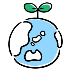 エコな地球のおしゃれな手書き風線画イラスト
