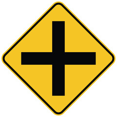 Obraz premium intersection road yellow road sign