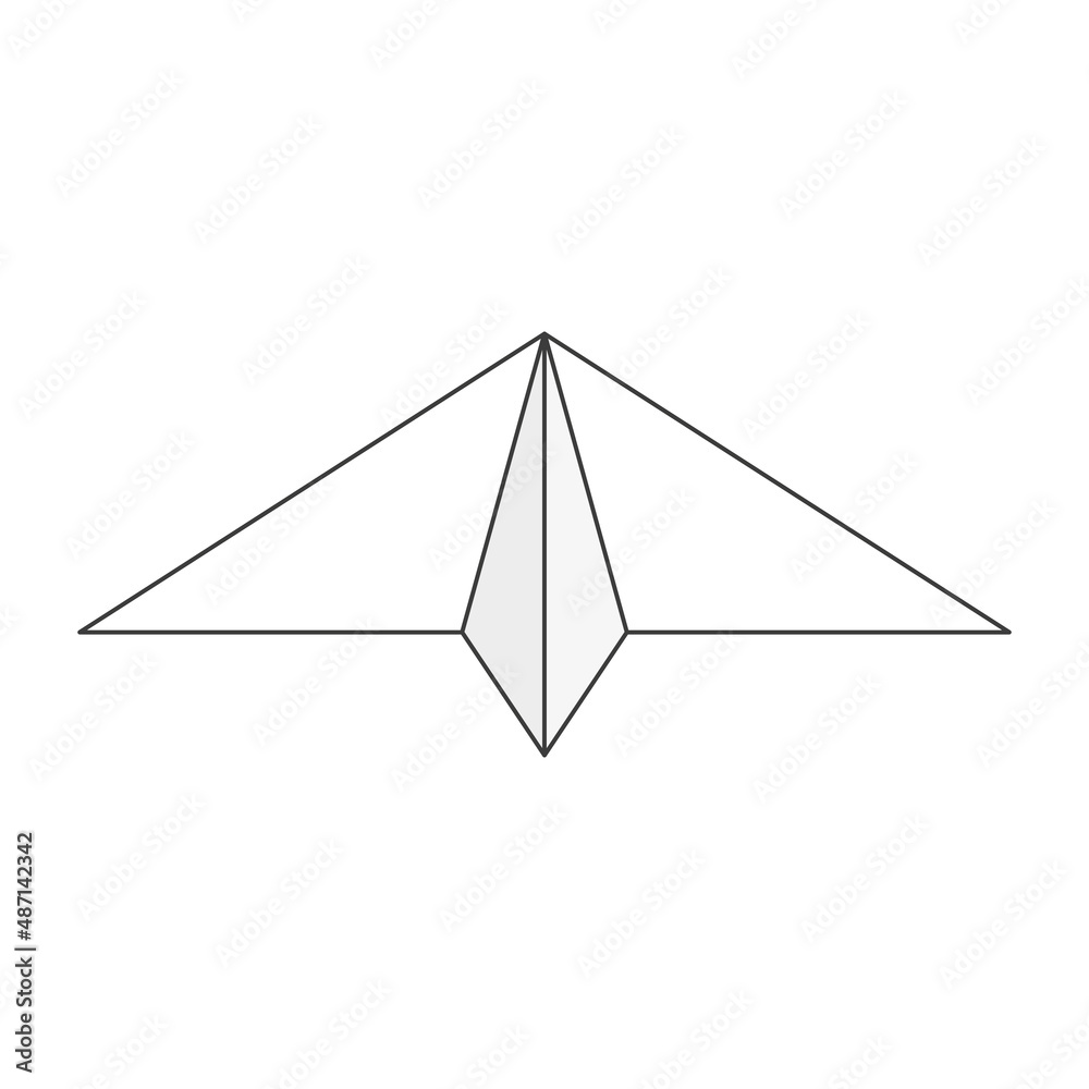 Poster paper line airplane. sending message linear symbol. vector isolated on white.
