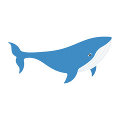 Obraz premium Whale blue animal. Sperm whale character. Ocean animal symbol. Vector isolated on white.