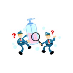 sailor and soap sanitizer hygene cartoon flat design illustration