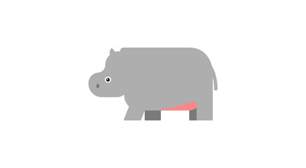 Cute adult Hippopotamus big mammal cartoon animal vector emoji illustration