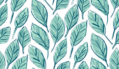 Leaves Pattern. Endless Background. Seamless