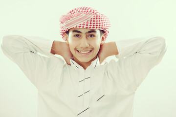 Arabic gulf boy alone . high quality photo 