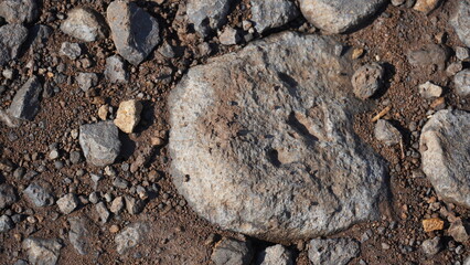 Large stones on the way to Zavitan River in the Golan Heights in northern Israel