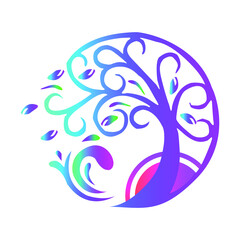 Nature tree vector abstract logo branding design