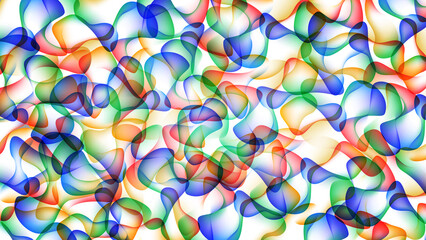 Abstract multicolored background of overlapping transparent amorphous figures on a white background. Vector illustration.