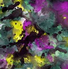 Abstract colorful art background. Acrylic painting on canvas with color texture, paint brush strokes. Modern, contemporary art, impressionism. Design for fabric, textiles, wallpapers, covers