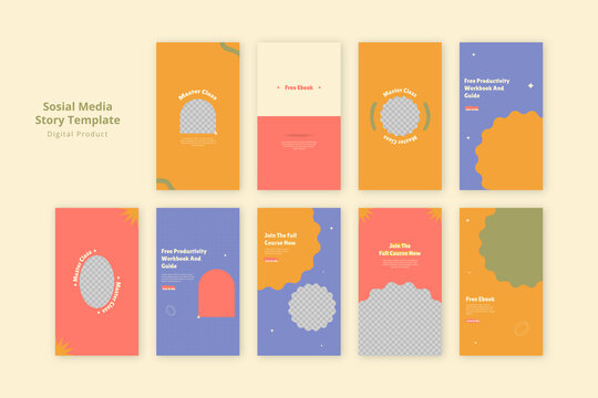 Master class product digital for social media story template Premium vector