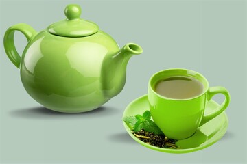 Refreshing and healthy tea in a cup of glass